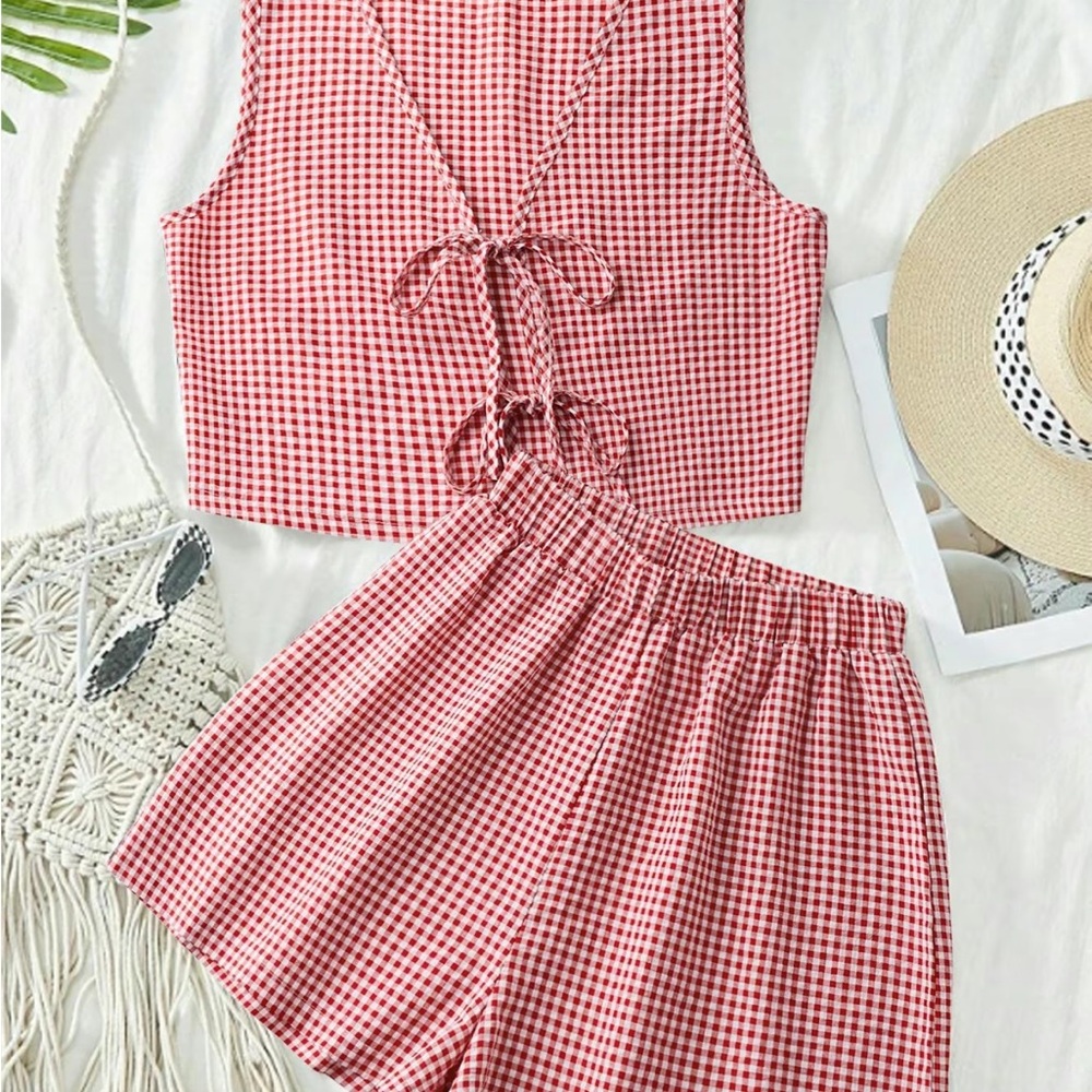 Red Gingham Women's Matching Set